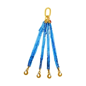 Čtyřpramenný textilní vazák, oko-4 x hák, Nosnost 16 800/12 000 kg, Certifikovaný